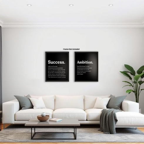 Posterizer 2 pcs-Meaning Of Ambition and Success-Dream Bigger-Motivational & Inspirational Art-Gift for Entrepreneurs-Decor for Home & Office- unf...